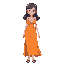 1girl, 35 years old female, orange summer dress, deep cleavage