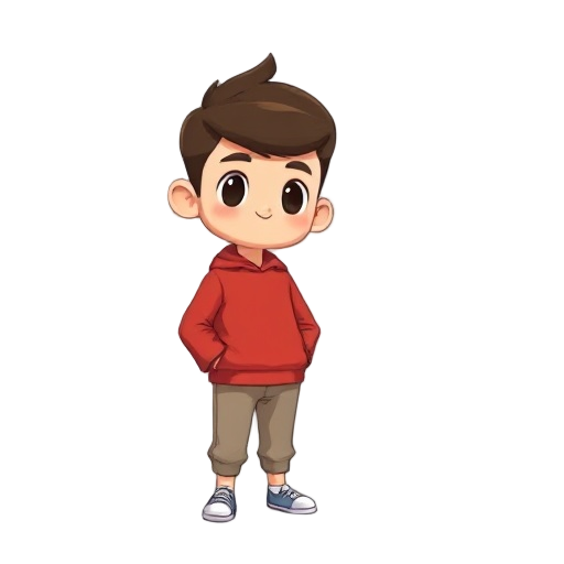 young man in red sweat, animal crossing like 