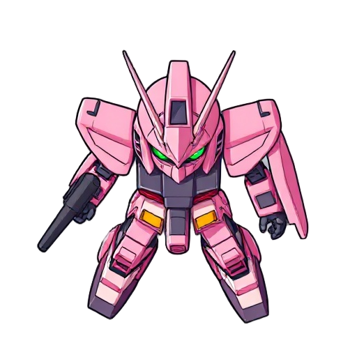 pink, gundam, mech, zaku, prototype, in battle stance
