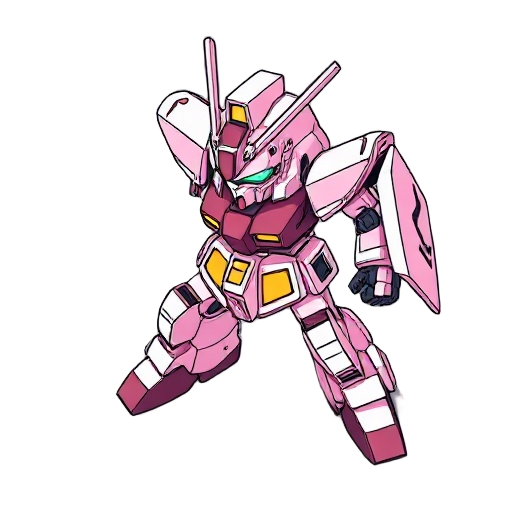 pink, gundam, mech, zaku, prototype, in battle stance