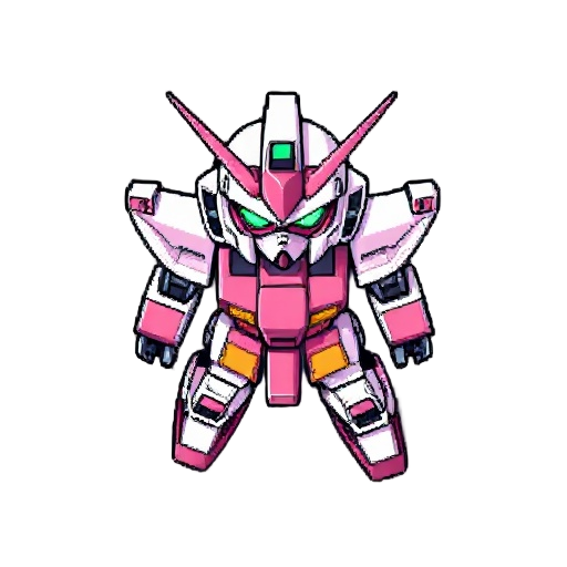 32 bit, pixel, pink, gundam, mech, zaku