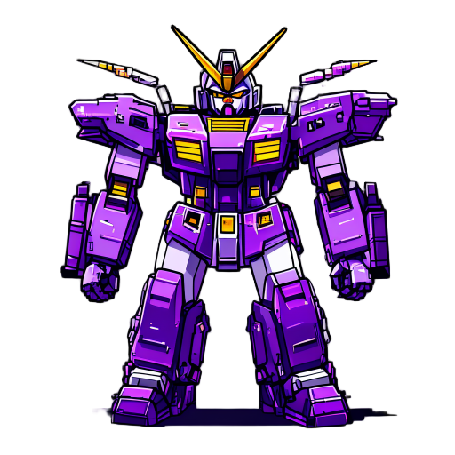 32 bit, pixel, sprite, purple, gundam, mech, zaku