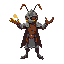 an ant knight with armor and helmet, stretching out his hand to control an object