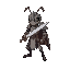 an ant knight with a sword, armor and helmet