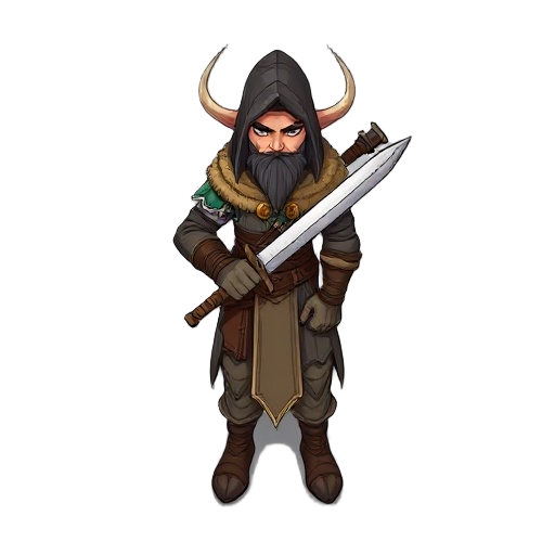 a rogue druid holding a sword