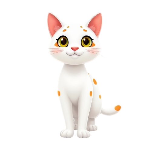  white cat with orange spots.