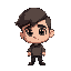  personagem humano, palito, pequeno e fofo (branco num fundo preto). sem rosto