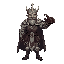 medieval king with demonic right arm