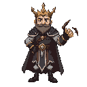 medieval king with demonic right arm