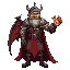 medieval king with demonic right arm