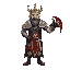 medieval king with demonic right arm