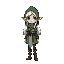 woman elf, white hair and green hood 