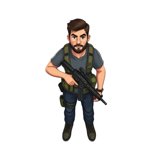 man with an assault rifle