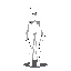 a bald blank white sprite in the chrono trigger style with no hair, no facial features and no clothing aside from a solid white body suit. female form with larger breasts and buttocks. facing straight forward.