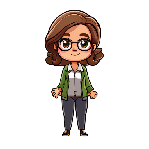 quero criar um sprite de um personagem, que será a minha professora de portugues, enviarei uma imagen dela e quero que retire as caracteristicas para cria-la, crie também um sprite parado e outros sprites da animação dela andando. cartoon desenhado liso, 