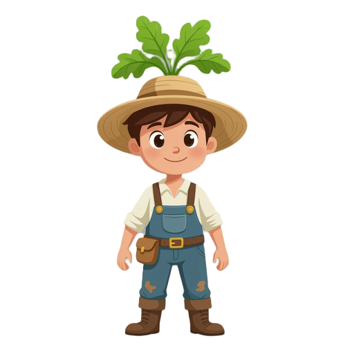 teengage boy peasant farmer with a turnip for a head