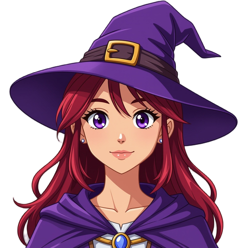 female jrpg witch mage which wears purple like dragon quest characters