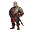 the knight, chain mail,  turn the body to the side