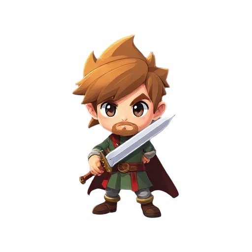2d game character with sword 