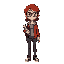 red haired nerd woman with classes and an eye for mystery portrait