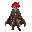 desert wondering character wearing an open cloak with no hoodie. spiky read hair.