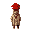 desert wondering character wearing an open cloak with no hoodie. spiky read hair.
