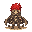 desert wondering character wearing an open cloak with no hoodie. spiky read hair.