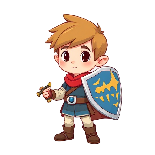 a little boy with a sword and a shield
