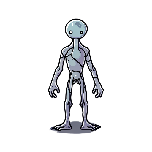 simple 2d hand-drawn character for a metroidvania game of a neuron