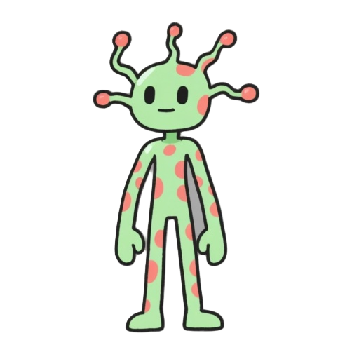 simple 2d hand-drawn character for a metroidvania game of a neuron