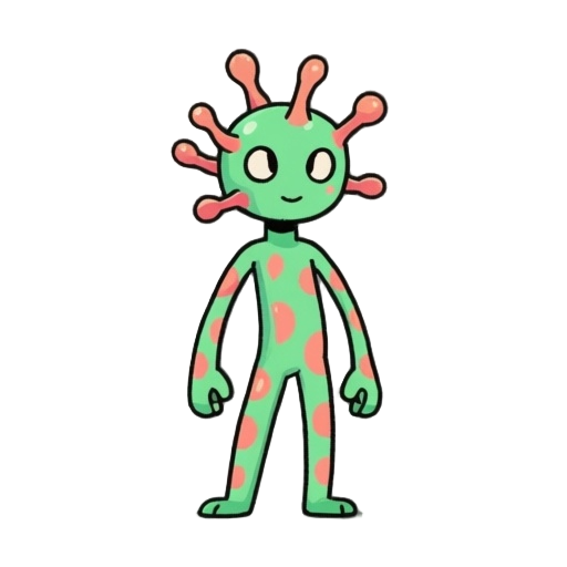 simple and beautiful 2d hand-drawn character for a metroidvania game of a neuron