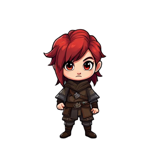 fantasy medieval femaly with red hair and scar