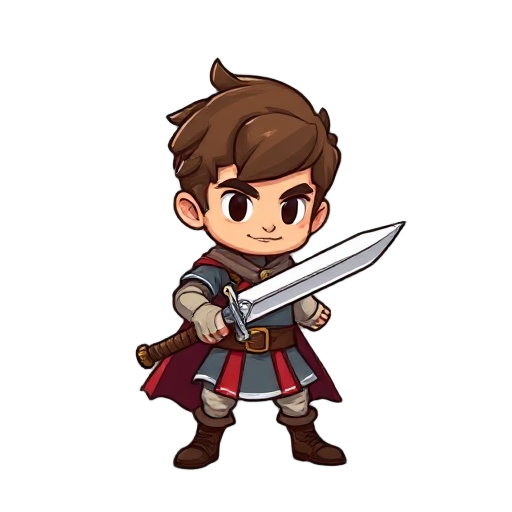 generate a char sprite for a game rpg, with a sword as weapon