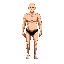 bald guy with black underwear, top down, south view, walking down