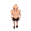bald guy with black underwear, top down, south view, walking down