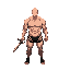 bald guy with black underwear, top down, south view, sword of convallaria style