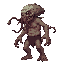 human monster infected by a parasite that is at a 3/4 angle facing right, it has a more humanoid appearance but with tentacles and tumors