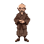 create a game character that represents an experienced monk in martial arts. he should have a serene and wise appearance, with features that convey years of discipline, meditation, and combat. use tra