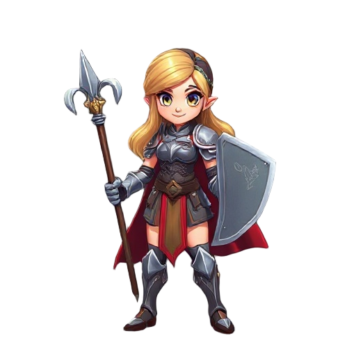 generate a female e;f with amour and a sward