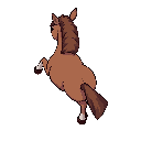 horse, top-down view, retro 2d video game sprite, simple shading, isolated on white background, backside view