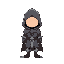 hooded figure, small, knight, no face