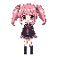 girl with pink hair , school girl uniform , twin tail