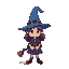 a cute witch with a blue pointy hat