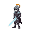 epic knight with crystal sword in raw brutal world, side view