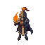 epic knight with blazing fire sword in raw brutal world, nostalgic vibe