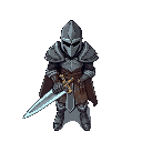 epic knight with crystal sword in raw brutal world, nostalgic vibe