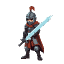 epic knight with crystal sword in raw brutal world, side view