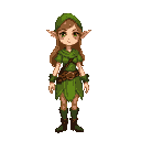  create a pixel sprite of a female forest elf with green clothing