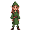  create a pixel sprite of a female forest elf with green clothing