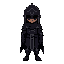 dark paladin with a black helmet and a black cloak